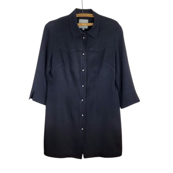 DOUBLE D RANCH Black Button Front Western Cowgirl Shirt Dress Shirtdress S - Picture 7 of 7